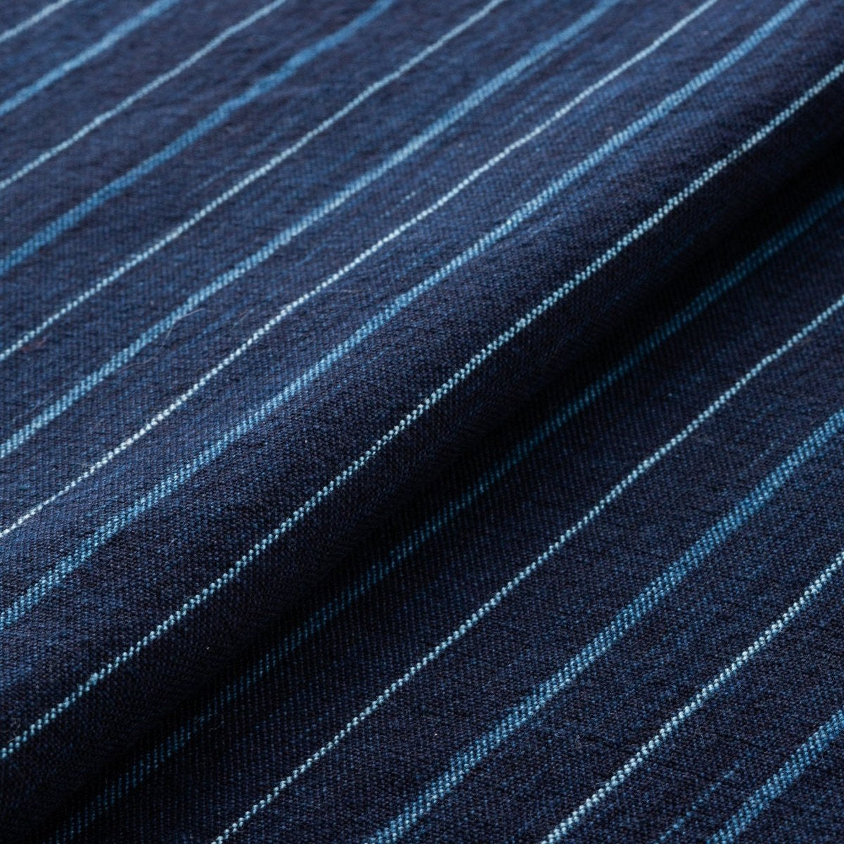 The ReBorn House TRH5785 Matsusaka Momen Aizome Stripe Cotton, colorway TRH5785.A Futo-Daimyō-Jima Kon and Hanada, flat fabric swatch