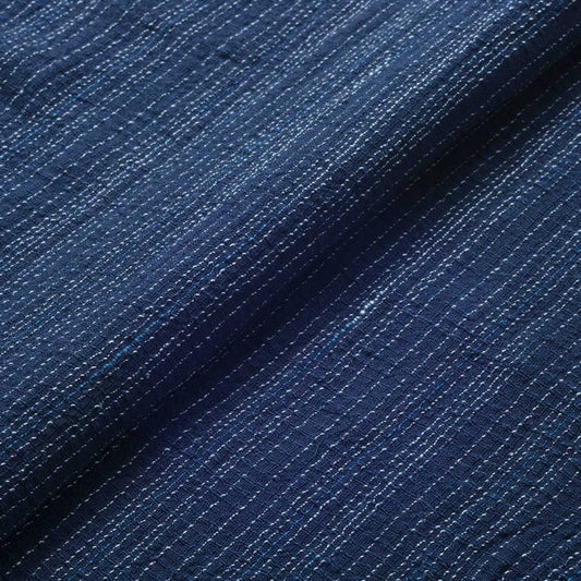 The ReBorn House TRH5786 Kasuri Chijimi Fine Cotton Crepe in Kon Indigo, colorway TRH5786.A, flat fabric swatch