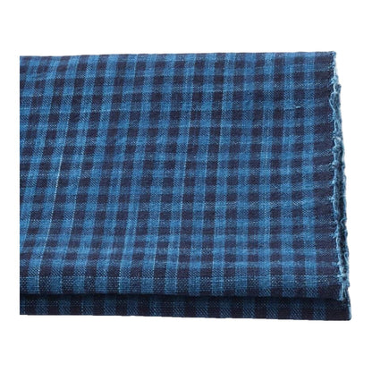 The ReBorn House TRH5790 Matsusaka Momen Mijin-Gōshi Aizome Micro Check in Two-Tone Ai Check, colorway TRH5790.A, folded on white
