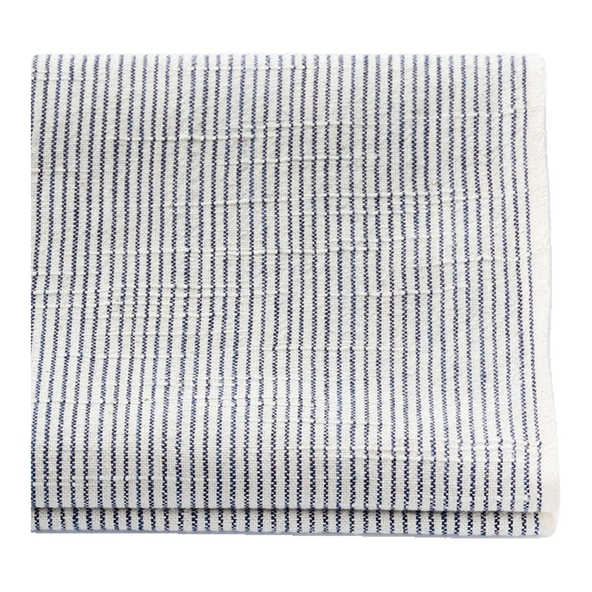 The ReBorn House TRH5792 Matsusaka Momen Shiro-Jima Aizome Stripe in Kinari with Ai Stripe, colorway TRH5792.A, folded on white