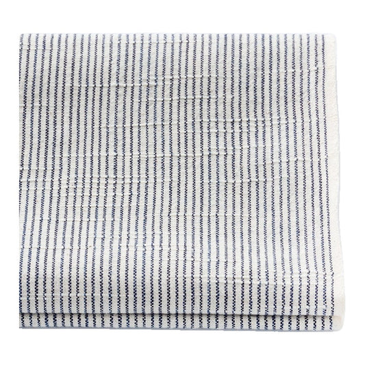 The ReBorn House TRH5792 Matsusaka Momen Shiro-Jima Aizome Stripe in Kinari with Ai Stripe, colorway TRH5792.A, folded on white
