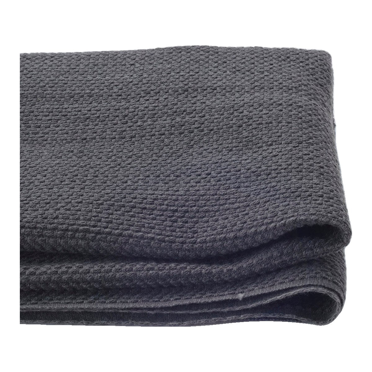 The ReBorn House TRH5804 Sashi-Ori Heavyweight Woven Sashiko Cotton in Sumi Charcoal, colorway TRH5804.B, folded on white