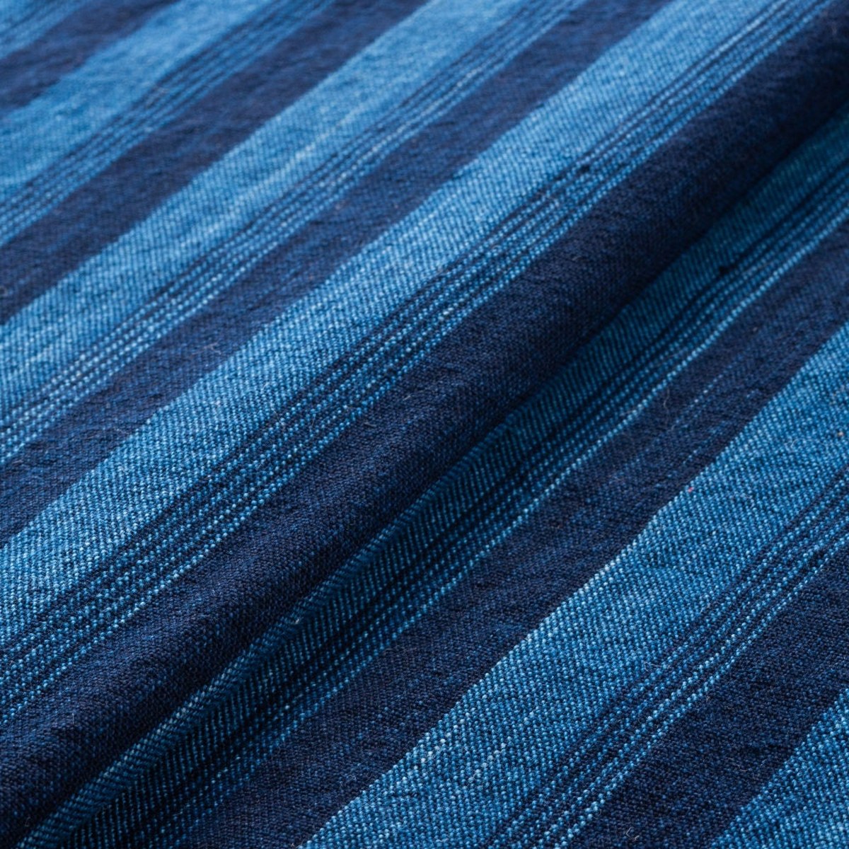 The ReBorn House TRH5785 Matsusaka Momen Aizome Stripe Cotton, colorway TRH5785.B Taki-Jima Ai Cascade, flat fabric swatch