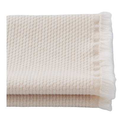 The ReBorn House TRH5808 Sashi-Ori Heavyweight Kinari Woven Sashiko Cotton in Kinari Ecru, colorway TRH5808.A, folded on white