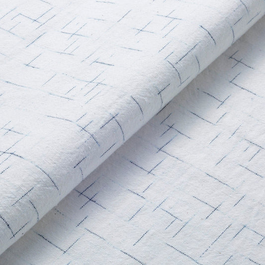 The ReBorn House TRH5809 Midare-Gasuri Indigo Ikat Kinari Cotton in Kinari with Ai Ikat, colorway TRH5809.A, flat fabric swatch