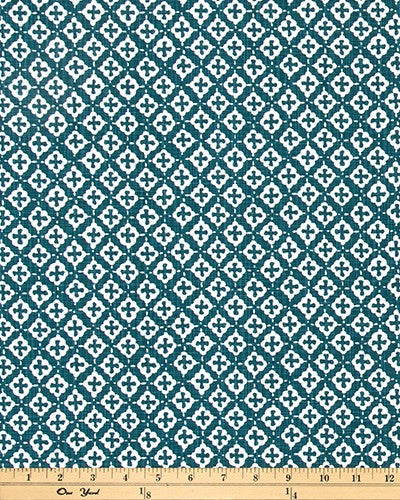 The ReBorn House TRH5922 Performance Fabric in Peacock, colorway TRH5922.A, shown with a yardstick for scale