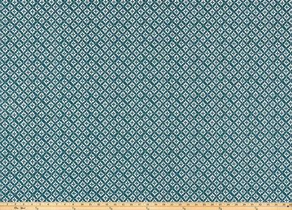 The ReBorn House TRH5922 Performance Fabric in Peacock, colorway TRH5922.A, geometric in teal and white