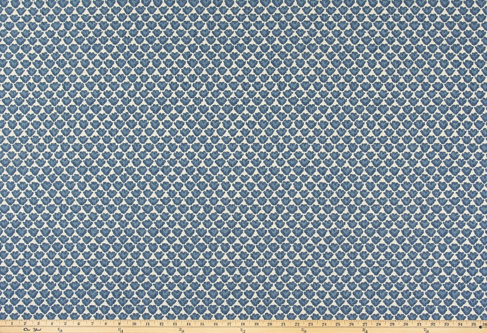 The ReBorn House TRH5924 Performance Fabric in Denim, colorway TRH5924.A, geometric in blue and grey