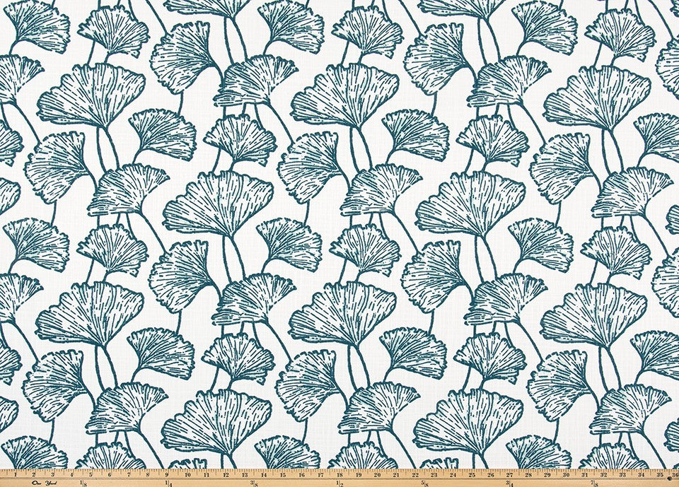 The ReBorn House TRH5927 Performance Fabric in Peacock, colorway TRH5927.A, botanical in teal and white