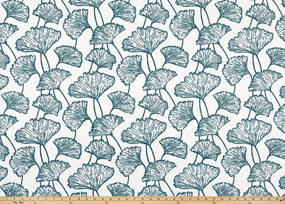 The ReBorn House TRH5927 Performance Fabric in Peacock, colorway TRH5927.A, botanical in teal and white