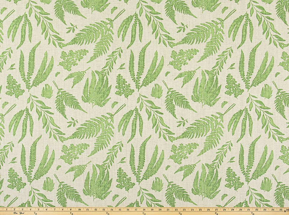 The ReBorn House TRH5932 Performance Fabric in Celery, colorway TRH5932.A, botanical in green and white