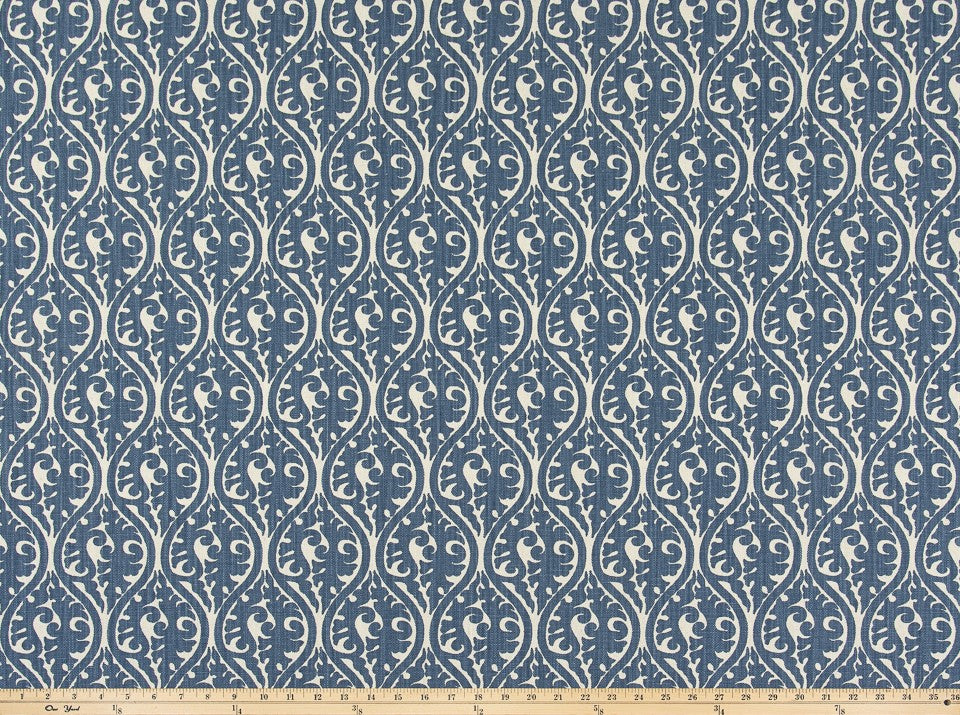 The ReBorn House TRH5933 Performance Fabric in Denim, colorway TRH5933.A, geometric in blue and grey