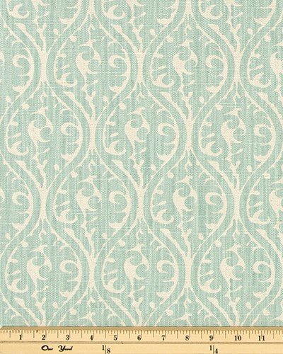 The ReBorn House TRH5935 Performance Fabric in Pale Jade, colorway TRH5935.A, shown with a yardstick for scale