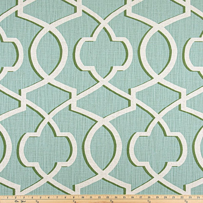 The ReBorn House TRH5937 Performance Fabric in Celery, colorway TRH5937.A, geometric in green and white