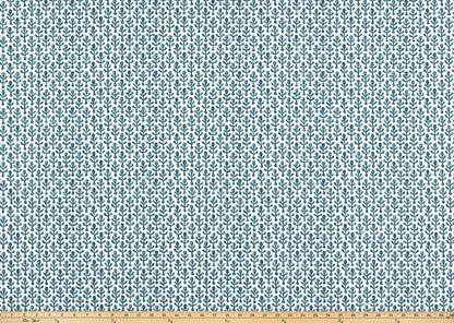 The ReBorn House TRH5939 Performance Fabric in Peacock, colorway TRH5939.A, geometric in teal and white