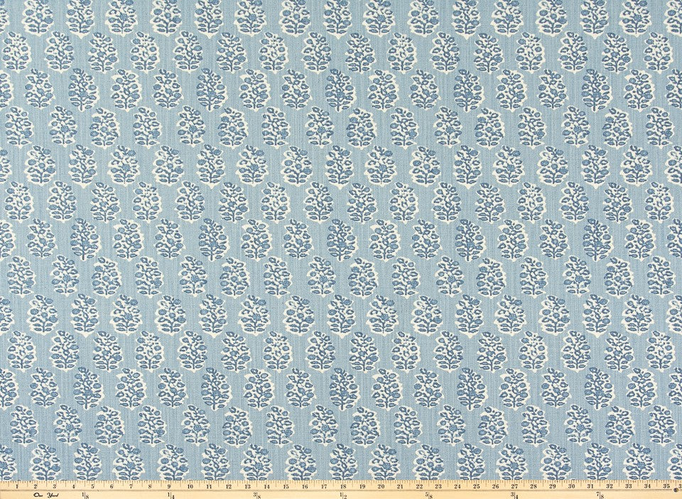The ReBorn House TRH5941 Performance Fabric in Denim, colorway TRH5941.A, geometric in blue and grey