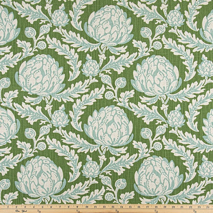 The ReBorn House TRH5943 Performance Fabric in Celery, colorway TRH5943.A, botanical in green and white