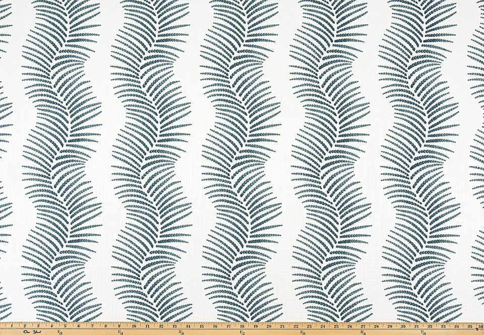 The ReBorn House TRH5960 Performance Fabric in Blue Haze, colorway TRH5960.A, botanical in blue and grey