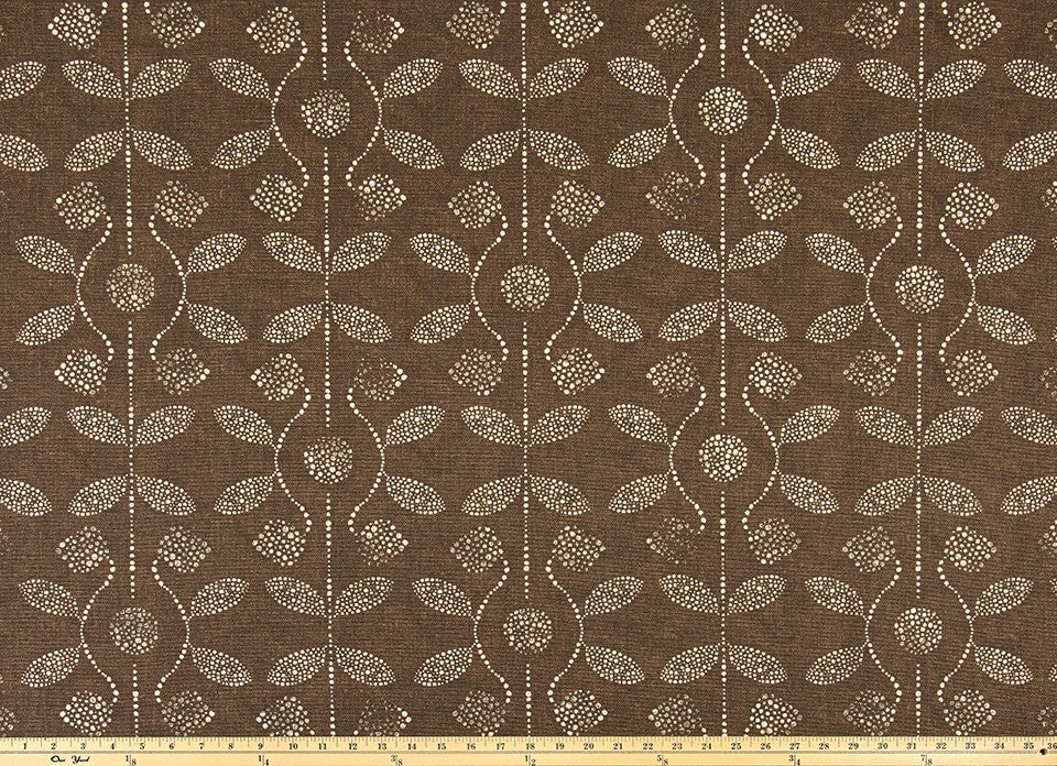 The ReBorn House TRH5971 Performance Fabric in Walnut, colorway TRH5971.A, botanical in brown and neutral