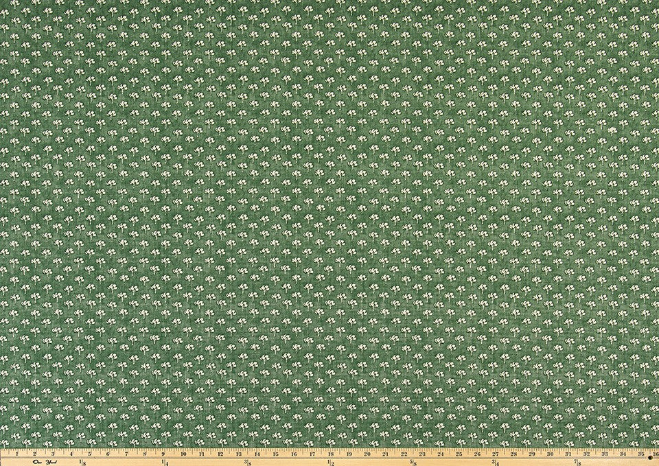 The ReBorn House TRH5972 Performance Fabric in Moss, colorway TRH5972.A, geometric in green and white