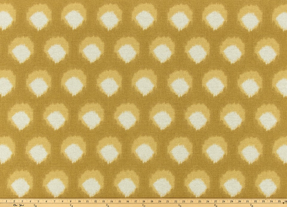 The ReBorn House TRH5977 Performance Fabric in Ochre, colorway TRH5977.A, geometric in gold and yellow