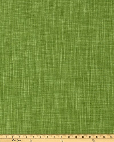 The ReBorn House TRH5979 Performance Fabric in Apple Green, colorway TRH5979.C, shown with a yardstick for scale