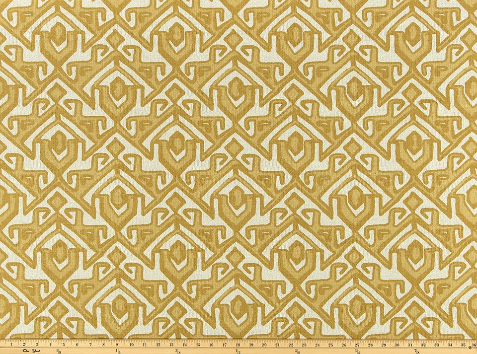 The ReBorn House TRH5983 Performance Fabric in Ochre, colorway TRH5983.A, geometric in gold and yellow