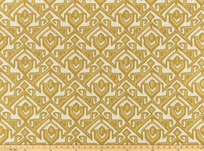 The ReBorn House TRH5983 Performance Fabric in Ochre, colorway TRH5983.A, geometric in gold and yellow