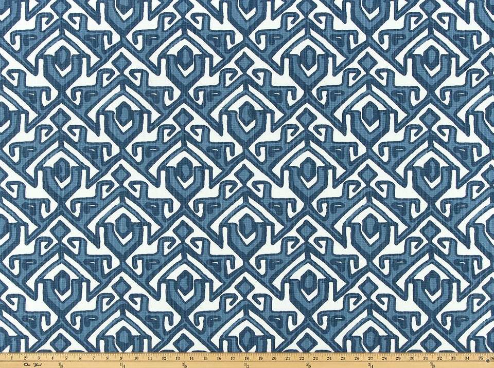 The ReBorn House TRH5984 Performance Fabric in Harbor Blue, colorway TRH5984.A, geometric in blue and white