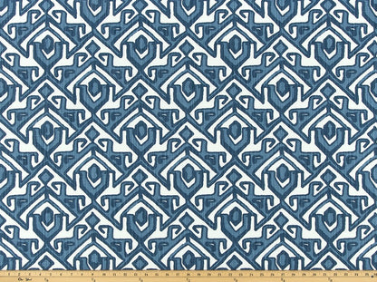 The ReBorn House TRH5984 Performance Fabric in Harbor Blue, colorway TRH5984.A, geometric in blue and white