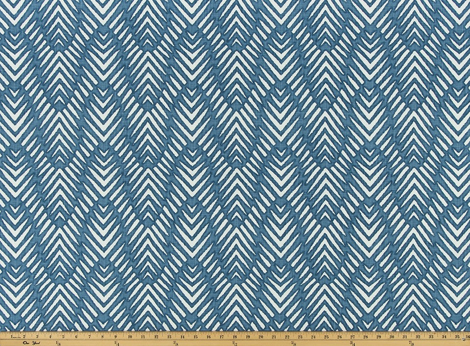The ReBorn House TRH5985 Performance Fabric in Harbor Blue, colorway TRH5985.A, herringbone in blue and white