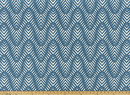 The ReBorn House TRH5985 Performance Fabric in Harbor Blue, colorway TRH5985.A, herringbone in blue and white
