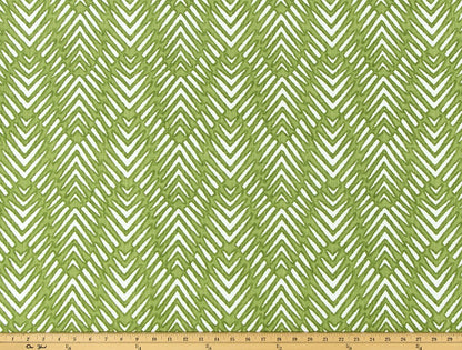 The ReBorn House TRH5985 Performance Fabric in Grass Green, colorway TRH5985.C, herringbone in green and white