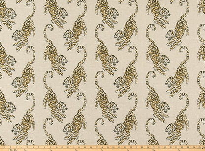The ReBorn House TRH5986 Performance Fabric in Ochre, colorway TRH5986.A, animal in gold and yellow