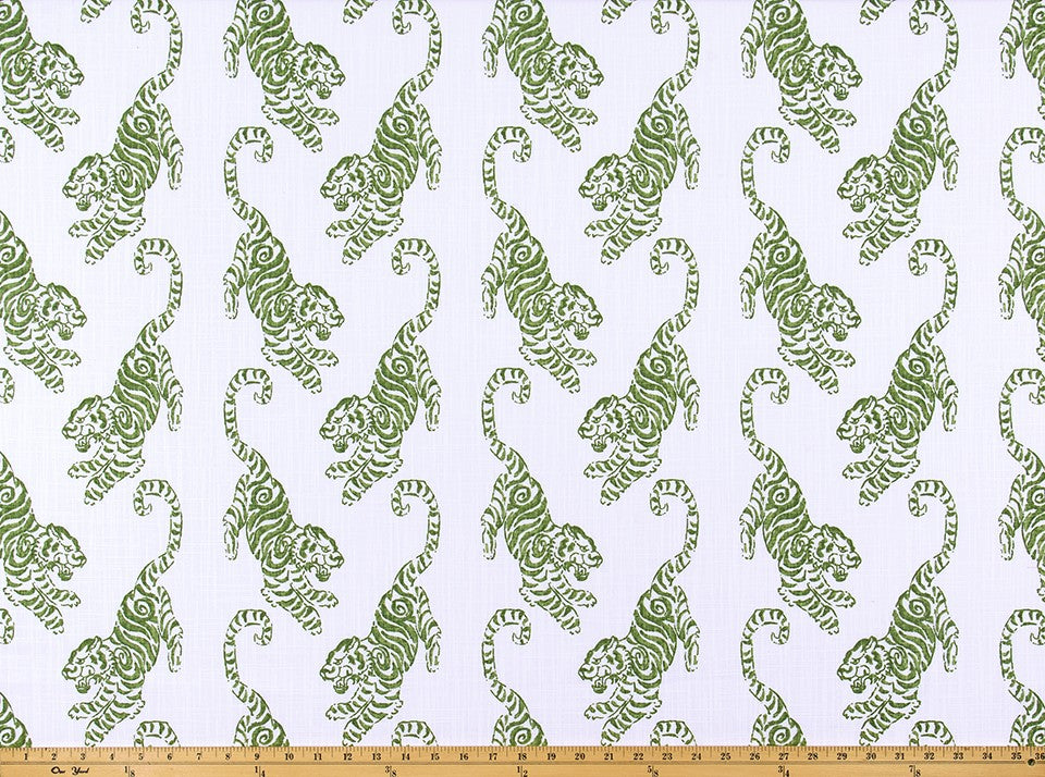The ReBorn House TRH5987 Performance Fabric in Grass Green, colorway TRH5987.A, animal in green and white