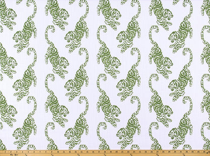 The ReBorn House TRH5987 Performance Fabric in Grass Green, colorway TRH5987.A, animal in green and white