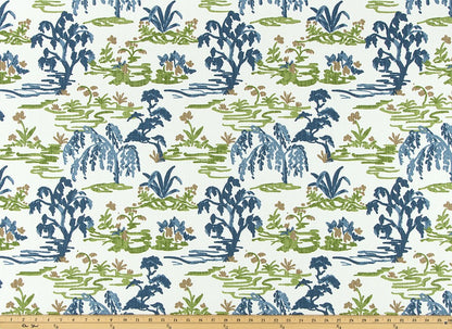 The ReBorn House TRH5992 Performance Fabric in Harbor Blue, colorway TRH5992.A, botanical in blue and white