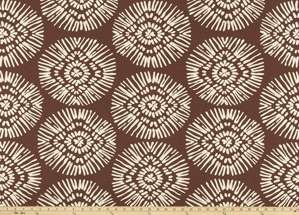 The ReBorn House TRH5995 Performance Fabric in Espresso, colorway TRH5995.B, geometric in brown and white