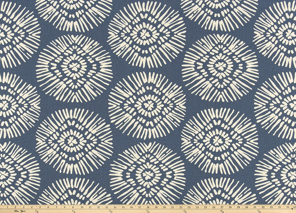 The ReBorn House TRH5995 Performance Fabric in Slate Blue, colorway TRH5995.C, geometric in blue and grey