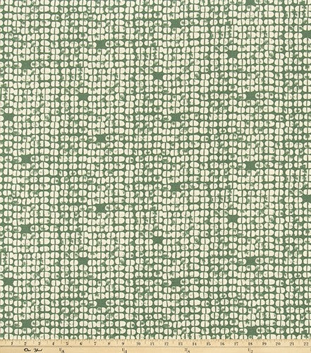 The ReBorn House TRH5997 Performance Fabric in Leaf Green, colorway TRH5997.D, shown with a yardstick for scale