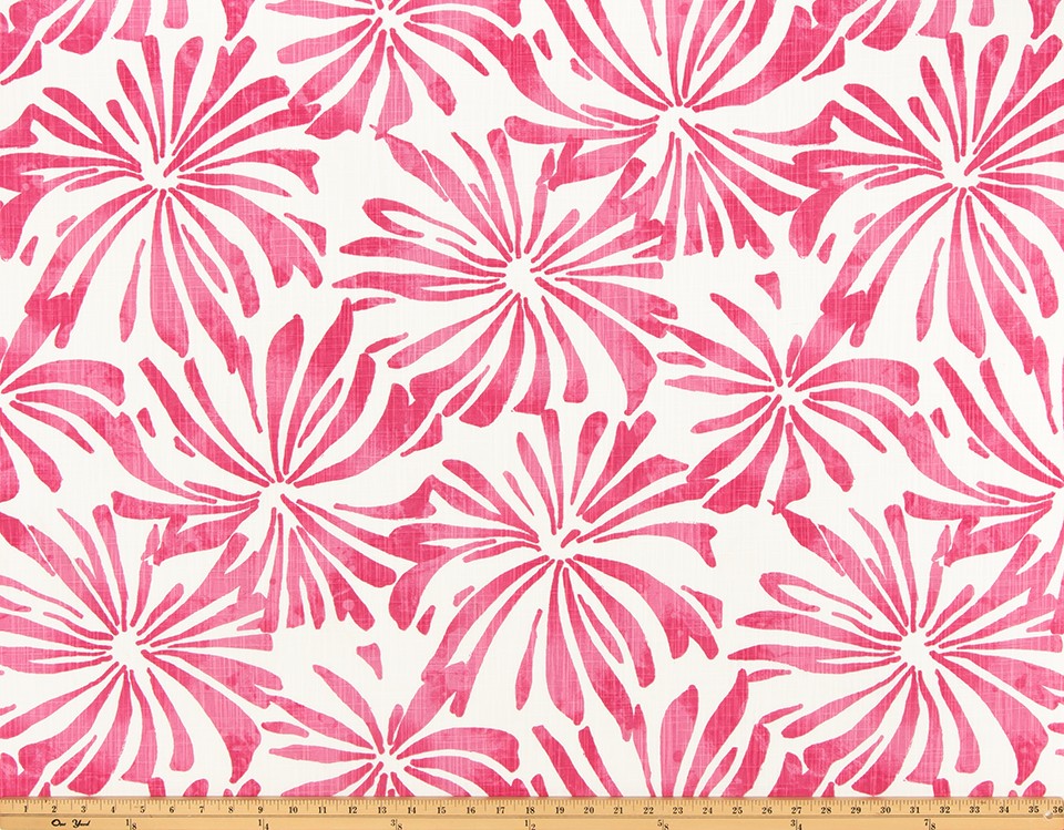 The ReBorn House TRH5999 Performance Fabric in Rose Pink, colorway TRH5999.A, botanical in pink and white
