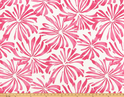 The ReBorn House TRH5999 Performance Fabric in Rose Pink, colorway TRH5999.A, botanical in pink and white
