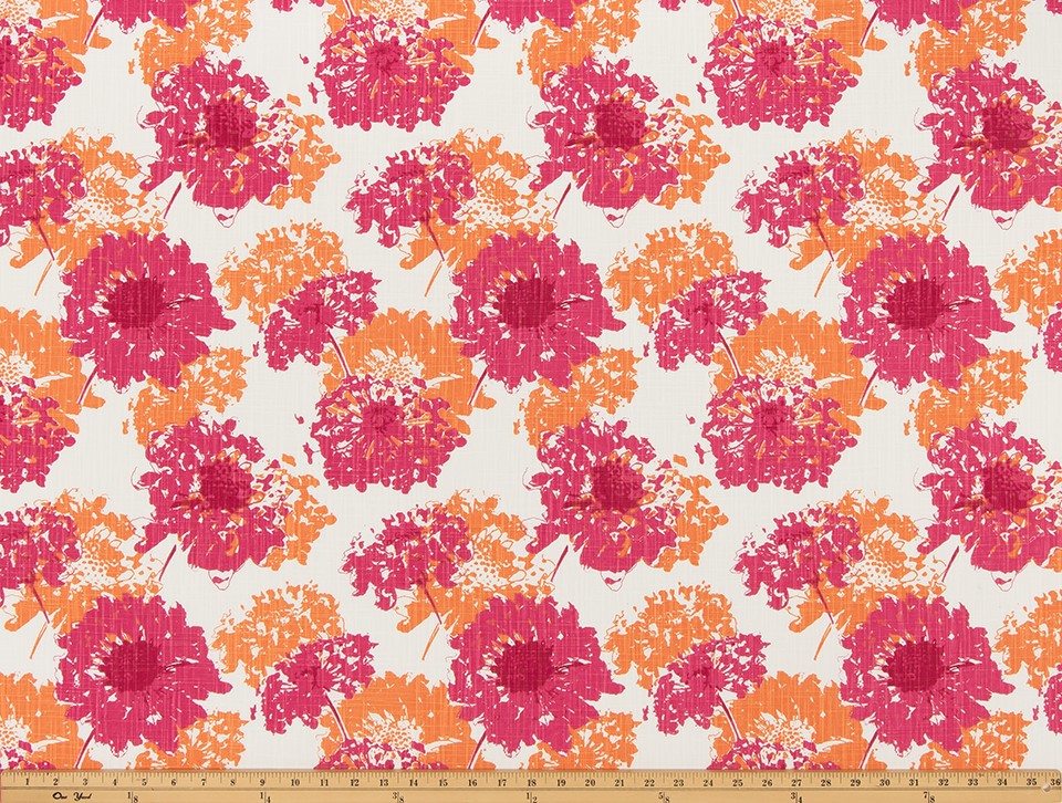 The ReBorn House TRH6010 Performance Fabric in Rose Pink, colorway TRH6010.A, botanical in pink and white