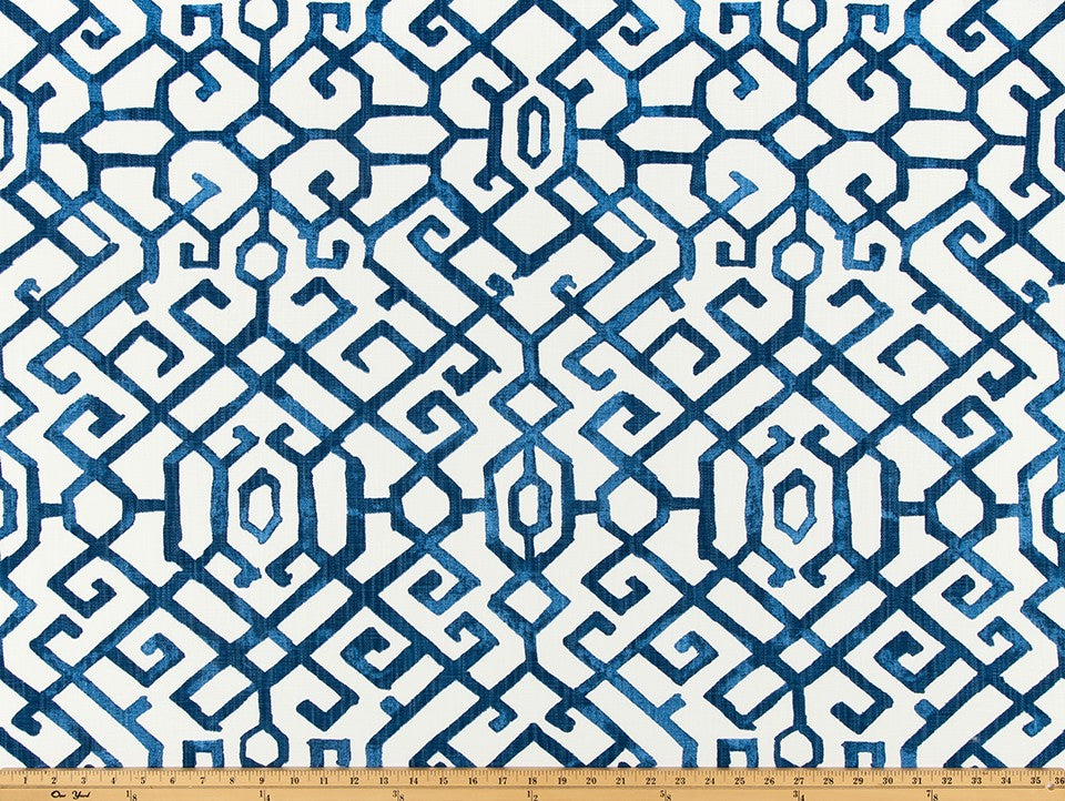 The ReBorn House TRH6013 Performance Fabric in Cornflower, colorway TRH6013.A, geometric in blue and white