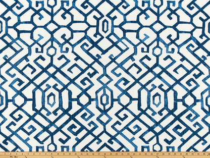 The ReBorn House TRH6013 Performance Fabric in Cornflower, colorway TRH6013.A, geometric in blue and white