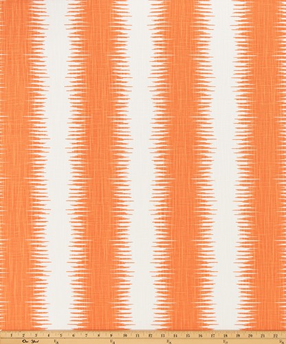 The ReBorn House TRH6014 Performance Fabric in Tangerine, colorway TRH6014.B, shown with a yardstick for scale