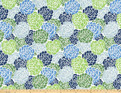 The ReBorn House TRH6015 Performance Fabric in Garden Multi, colorway TRH6015.A, botanical in blue and green