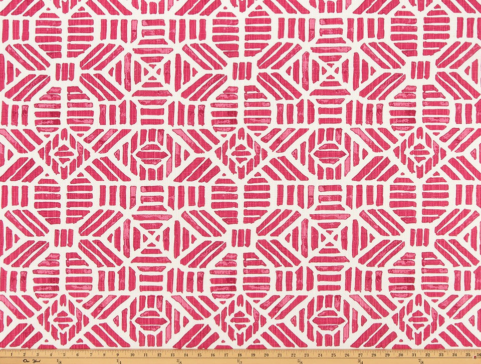 The ReBorn House TRH6020 Performance Fabric in Rose Pink, colorway TRH6020.A, geometric in pink and white