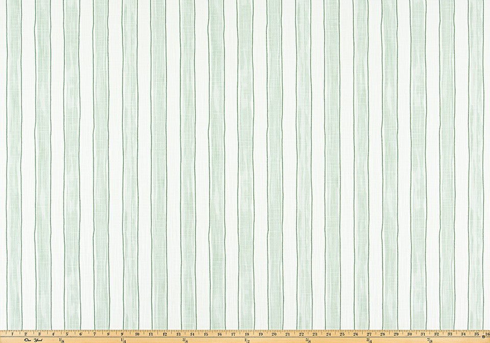 The ReBorn House TRH6024 Performance Fabric in Celadon, colorway TRH6024.A, stripe in green and white