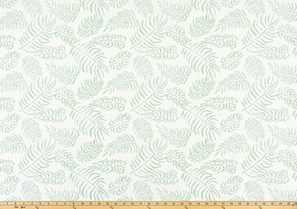 The ReBorn House TRH6029 Performance Fabric in Celadon, colorway TRH6029.B, botanical in green and white